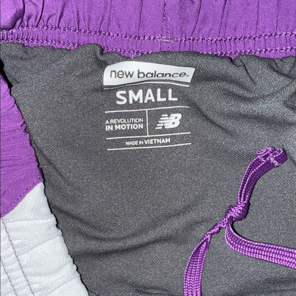 New Balance Shorts Purple White Athletic Running Size Small Retro - Picture 3 of 5
